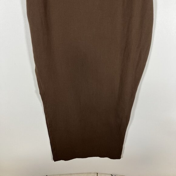 Meshki‎ Dress Women's Small Brown Ribbed Knit Side Slit Bodycon Sleeveless - Picture 10 of 10